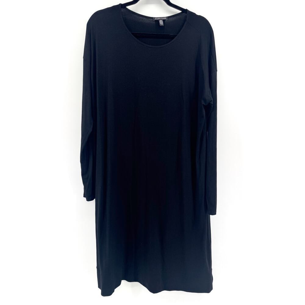 Eileen Fisher Knit Jersey Long Sleeve Dress - Size Large - Classic Minimalist - Picture 2 of 6